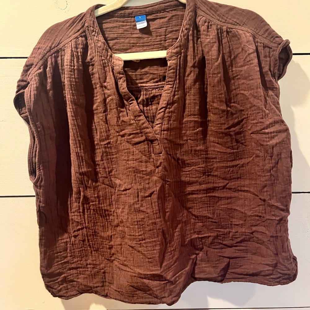 Old Navy brown gauze top- cropped